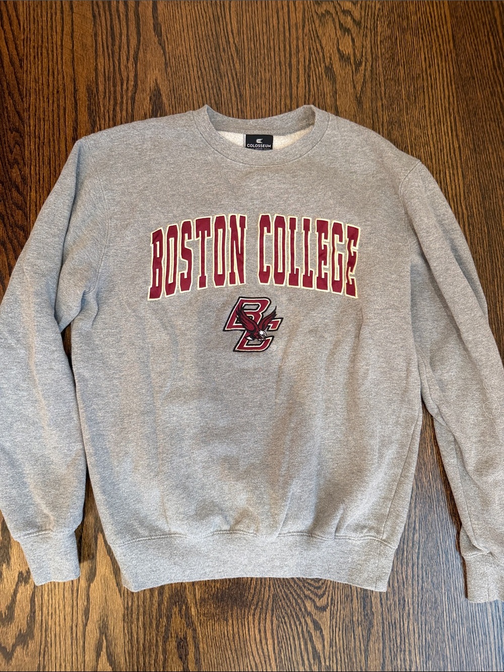 Boston College Gray Crewneck Men’s Sweatshirt Size S with Maroon Logo
